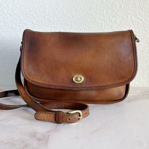 Vintage Coach City Bag Brown Brass Turn Lock Closure